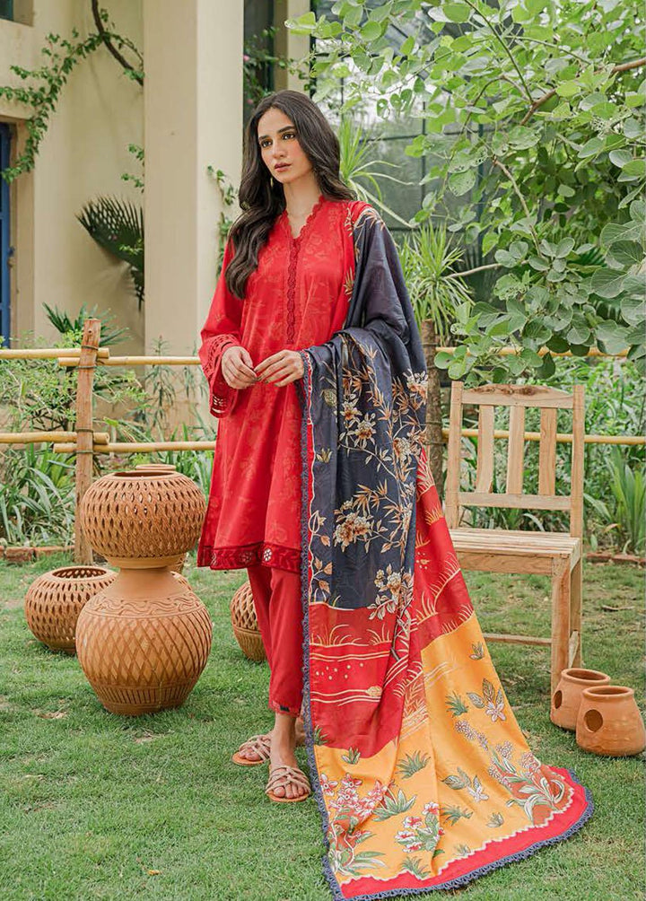 Seher By Cross Stitch Embroidered Cambric Suits Unstitched 3 Piece CS22S 09 Safron Glow - Premium Collection
