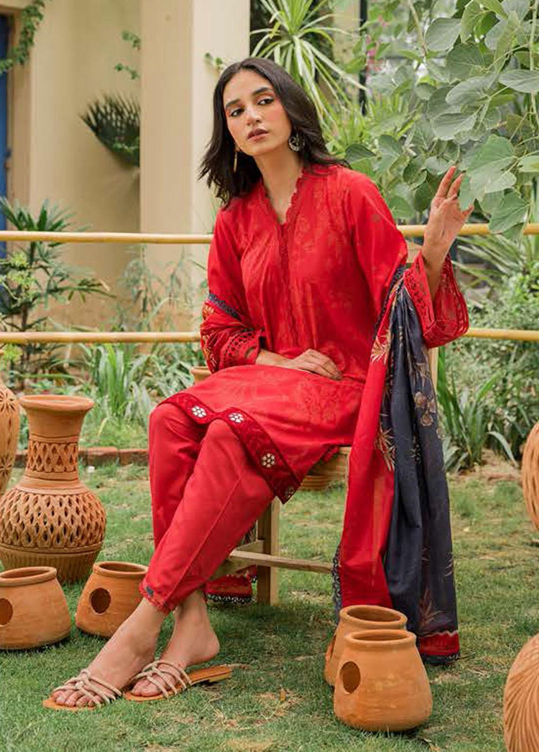 Seher By Cross Stitch Embroidered Cambric Suits Unstitched 3 Piece CS22S 09 Safron Glow - Premium Collection