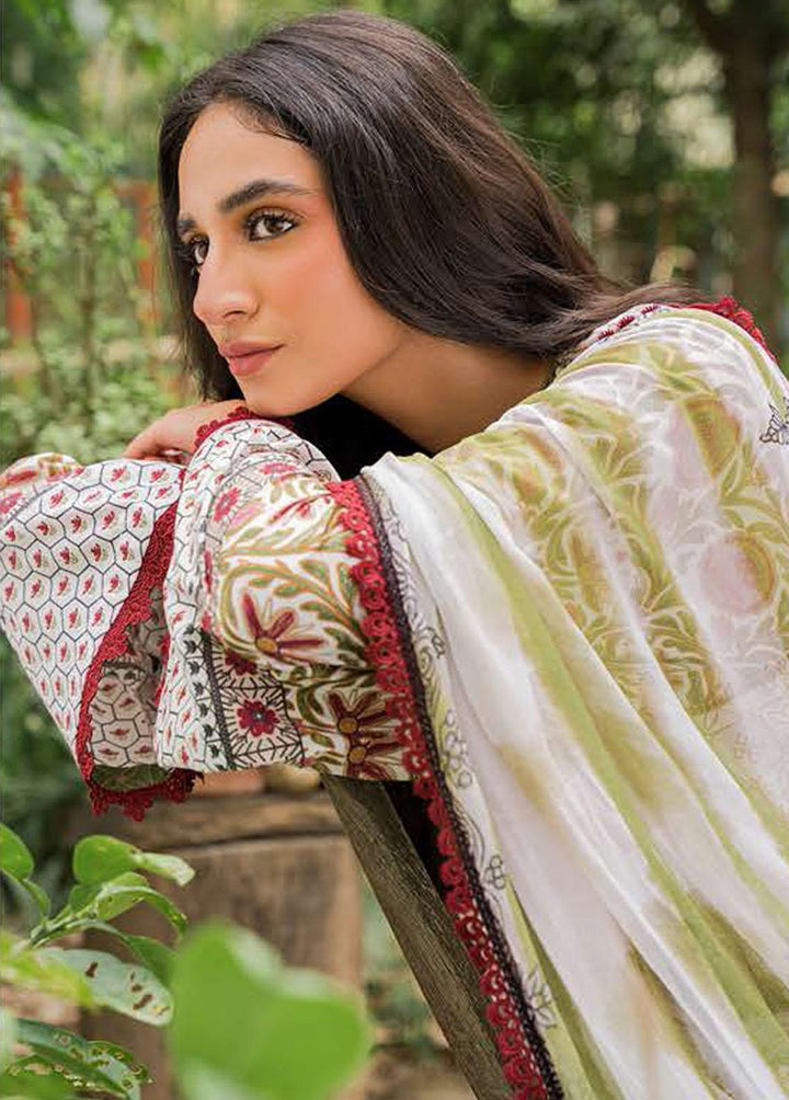 Seher By Cross Stitch Embroidered Cambric Suits Unstitched 3 Piece CS22S 10 Sterling White - Premium Collection