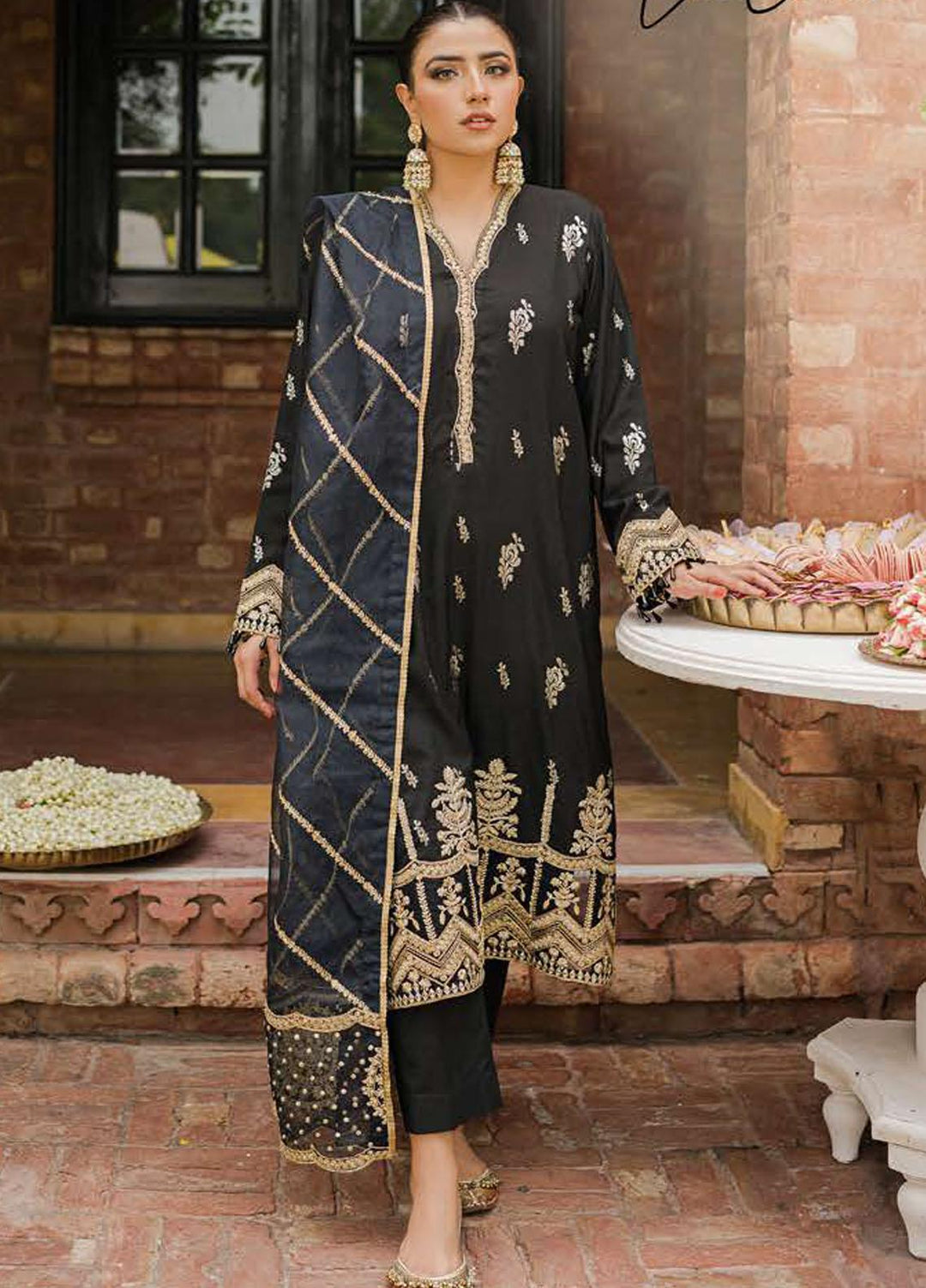 The Bride Tribe By Cross Stitch Embroidered Jacquard Suits Unstitched 3 Piece CS22BT Mushk-O-Talaa - Wedding Collection