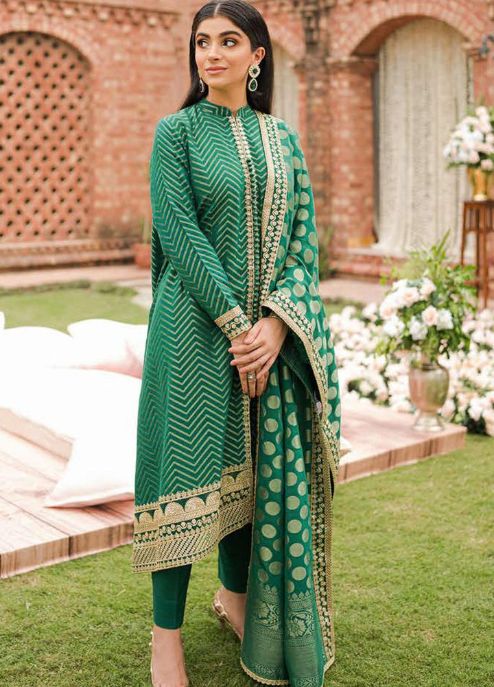 The Bride Tribe By Cross Stitch Embroidered Jacquard Suits Unstitched 3 Piece CS22BT Sang-e-Yashm - Wedding Collection