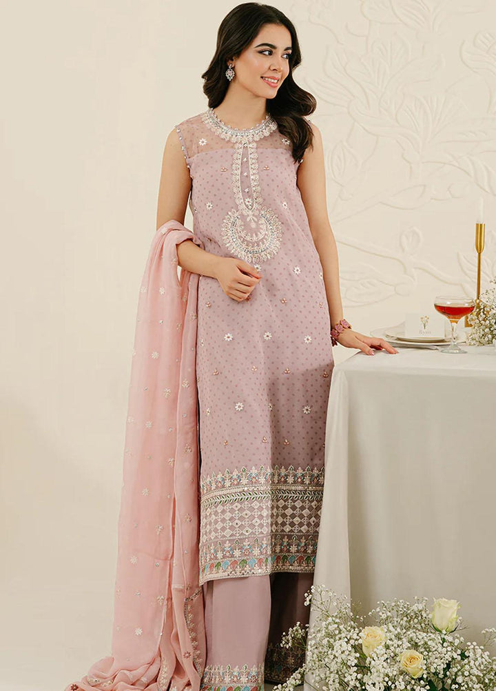 Cross Stitch Embroidered Organza Suits Unstitched 4 Piece CS23TBT Cradle Pink - Festive Collection