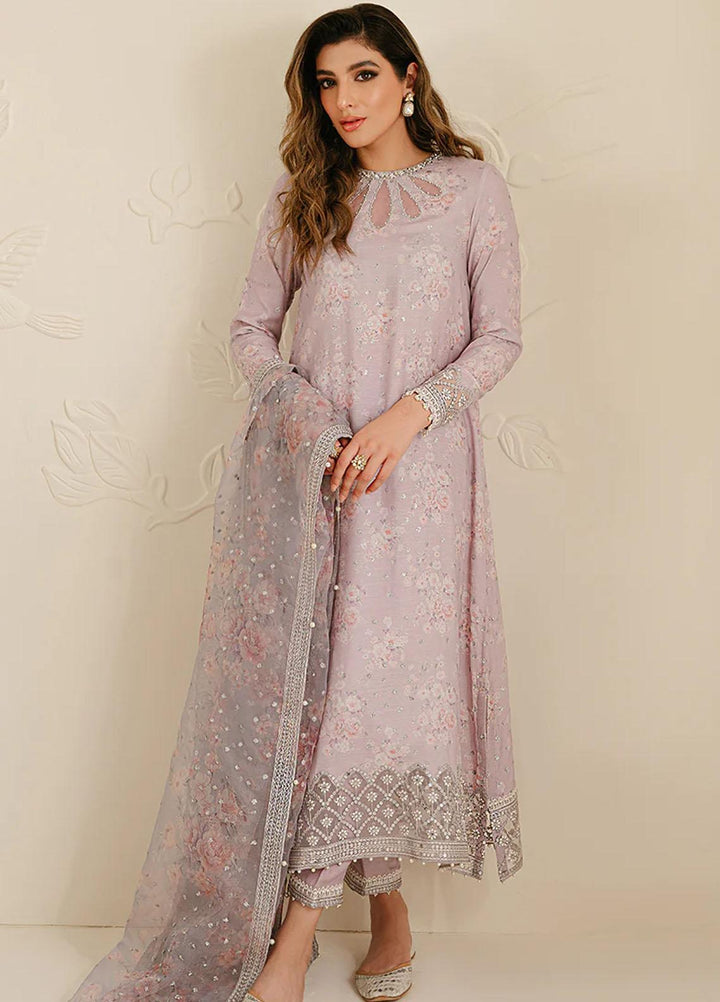 Cross Stitch Embroidered Silk Suits Unstitched 3 Piece CS23TBT Lilac Abloom - Festive Collection