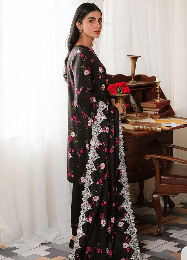 Cross Stitch Embroidered Linen Suits Unstitched 3 Piece CS23KL Kaylen Black - Winter Collection