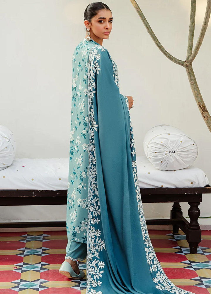 Cross Stitch Embroidered Linen Suits Unstitched 3 Piece CS23KL Teal Waters - Winter Collection