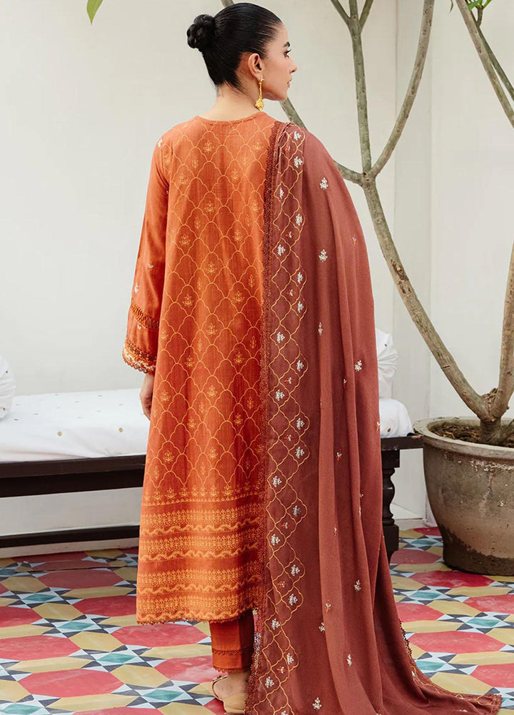 Cross Stitch Embroidered Khaddar Suits Unstitched 3 Piece CS23KL Tan Hues - Winter Collection