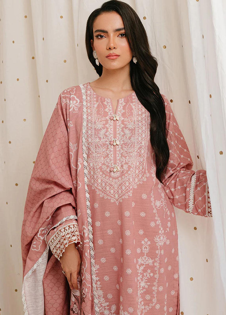 Cross Stitch Embroidered Khaddar Suits Unstitched 3 Piece CS23KL Ash Rose - Winter Collection