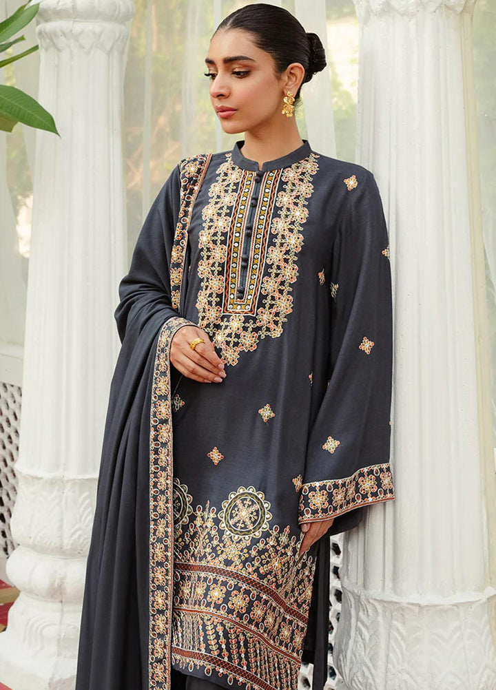 Cross Stitch Embroidered Linen Suits Unstitched 3 Piece CS23KL Smoky Fleck - Winter Collection