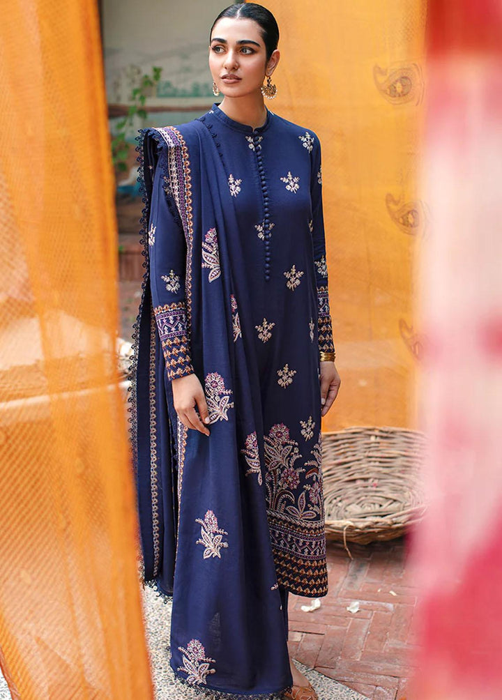 Cross Stitch Embroidered Khaddar Suits Unstitched 3 Piece CS22W 01 Cashmere Blue - Winter Collection