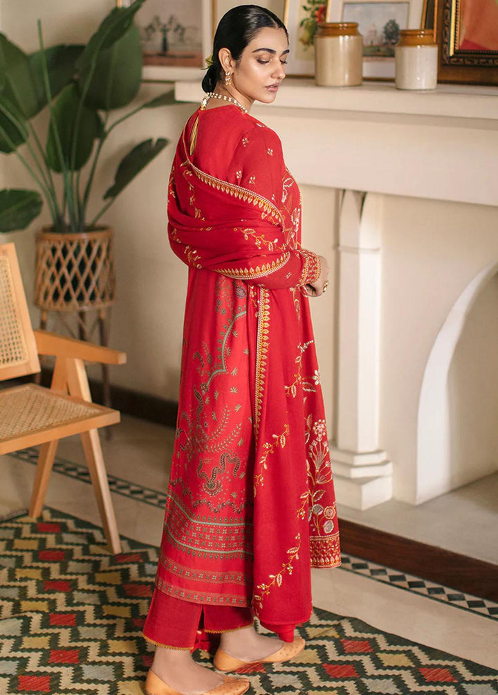 Cross Stitch Embroidered Khaddar Suits Unstitched 3 Piece CS22W 03 Crimson Aura - Winter Collection