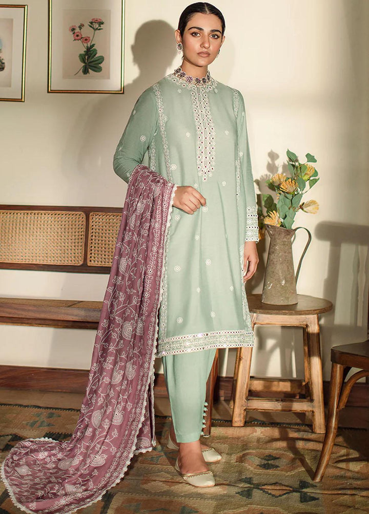 Cross Stitch Embroidered Linen Suits Unstitched 3 Piece CS22W 04 Pistachio Glaze - Winter Collection