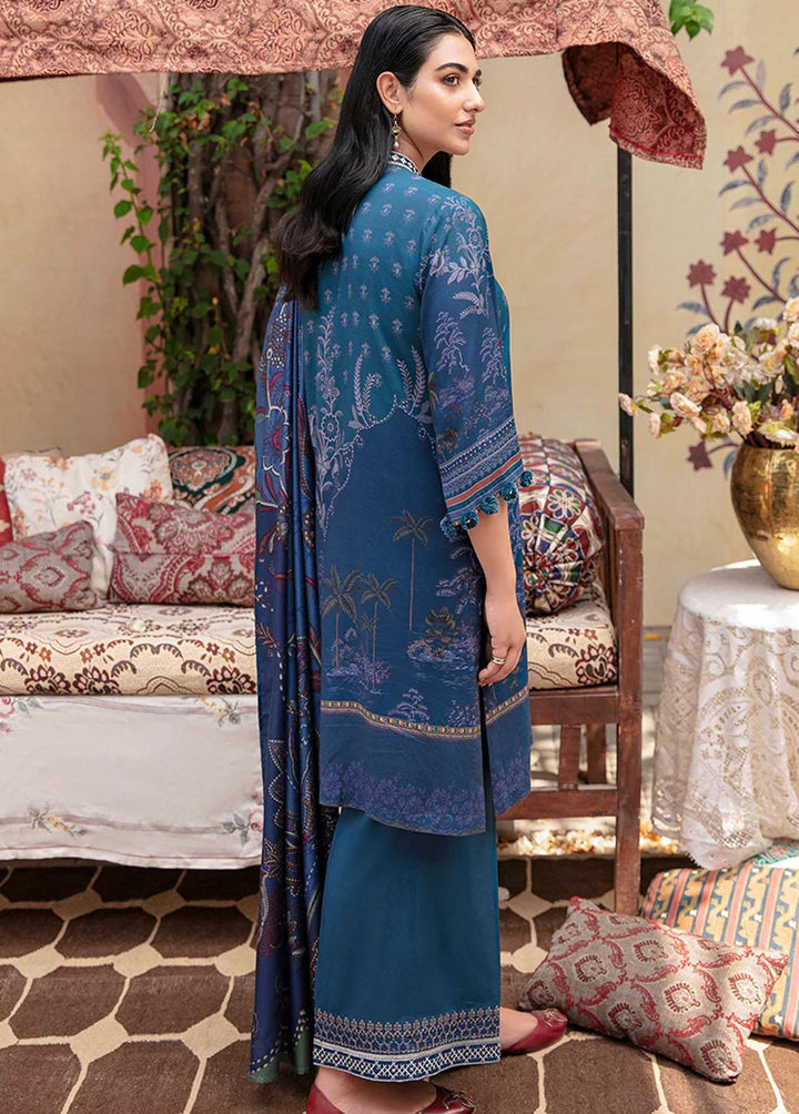 Cross Stitch Embroidered Linen Suits Unstitched 3 Piece CS22W 06 Blue Frost - Winter Collection