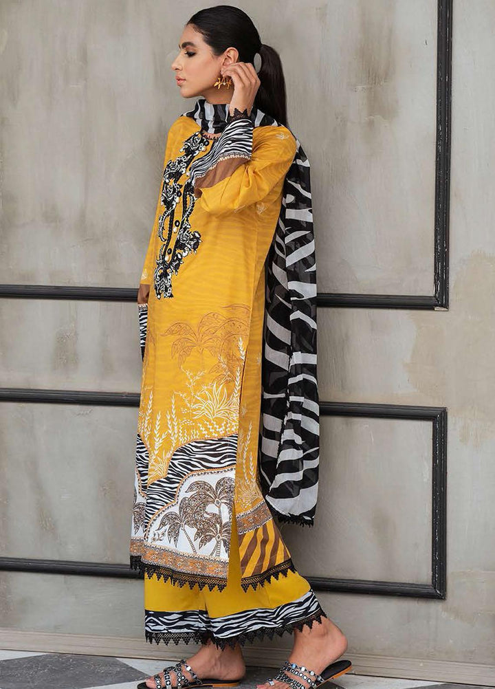 Cross Stitch Embroidered Lawn Suits Unstitched 3 Piece CS21SE D-02 CANARY ALLURE - Summer Collection