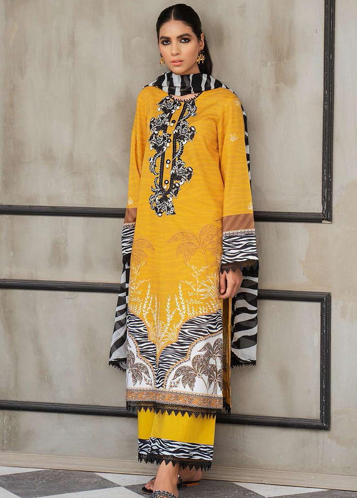 Cross Stitch Embroidered Lawn Suits Unstitched 3 Piece CS21SE D-02 CANARY ALLURE - Summer Collection