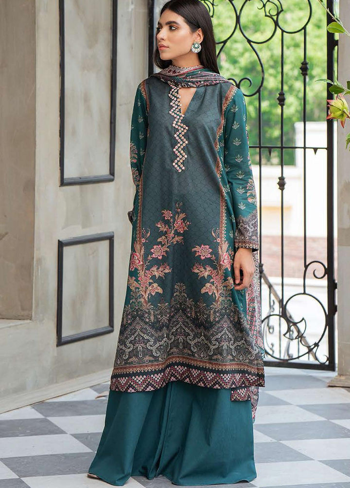 Cross Stitch Embroidered Lawn Suits Unstitched 3 Piece CS21SE D-04 EMERALD STONE - Summer Collection