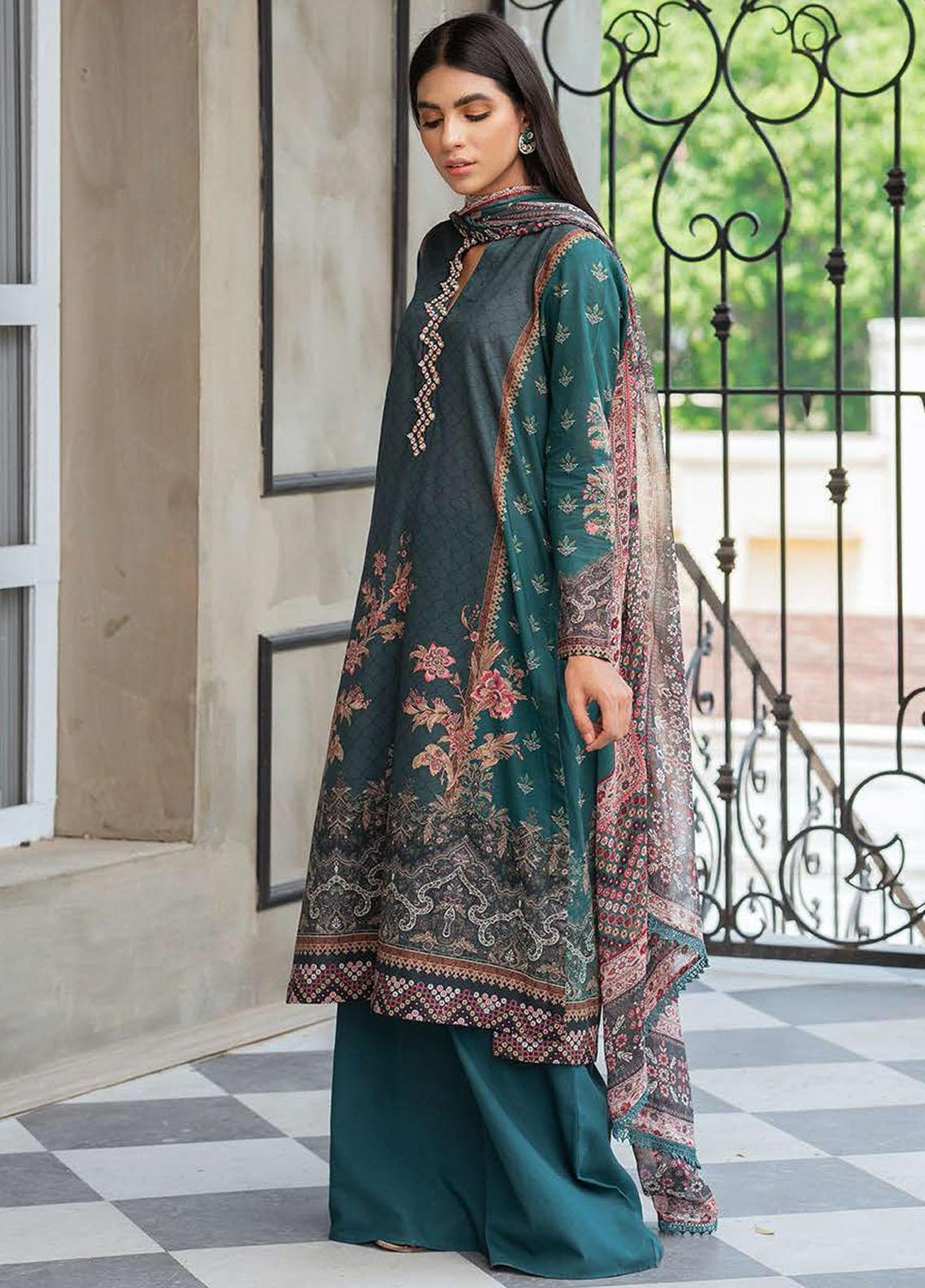 Cross Stitch Embroidered Lawn Suits Unstitched 3 Piece CS21SE D-04 EMERALD STONE - Summer Collection