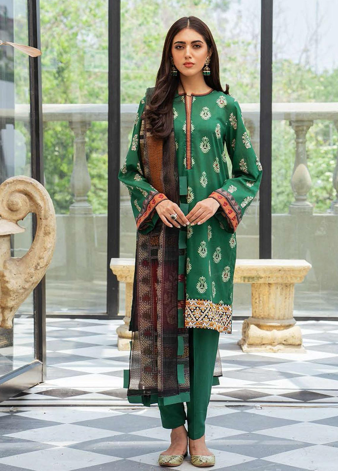 Cross Stitch Embroidered Lawn Suits Unstitched 3 Piece CS21SE D-05 ETHNIC MEADOW - Summer Collection