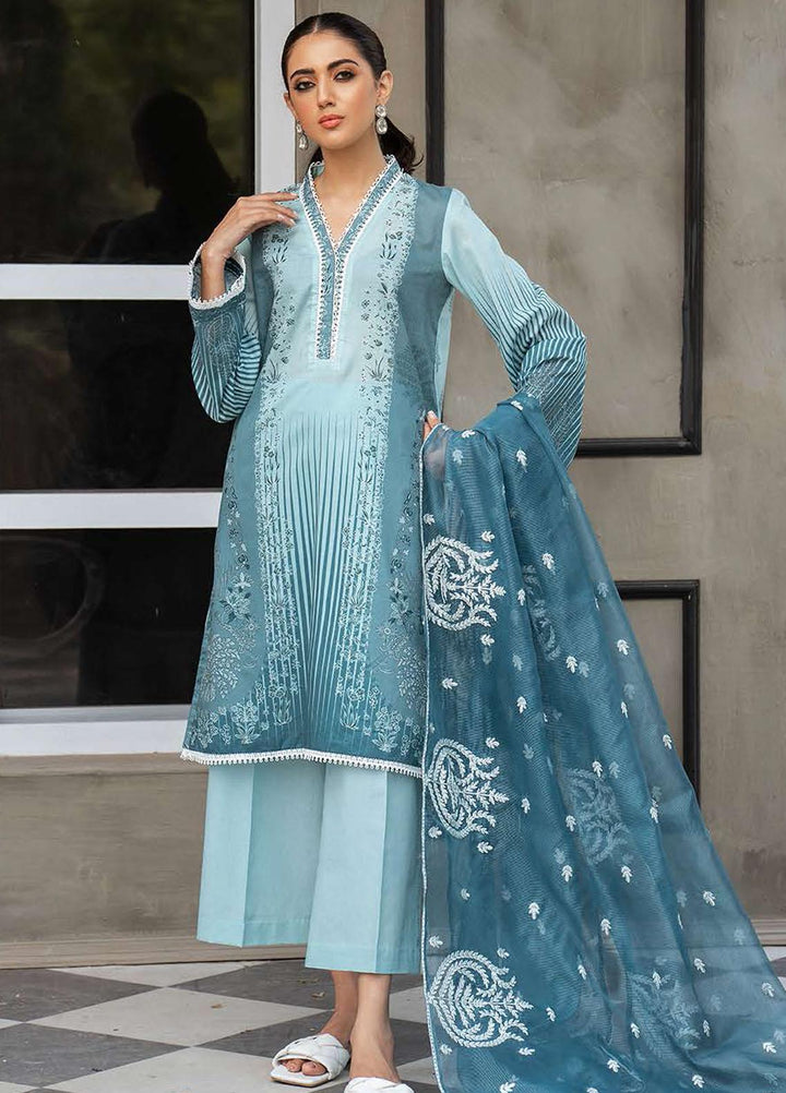 Cross Stitch Embroidered Lawn Suits Unstitched 3 Piece CS21SE D-08 MINT MIST - Summer Collection
