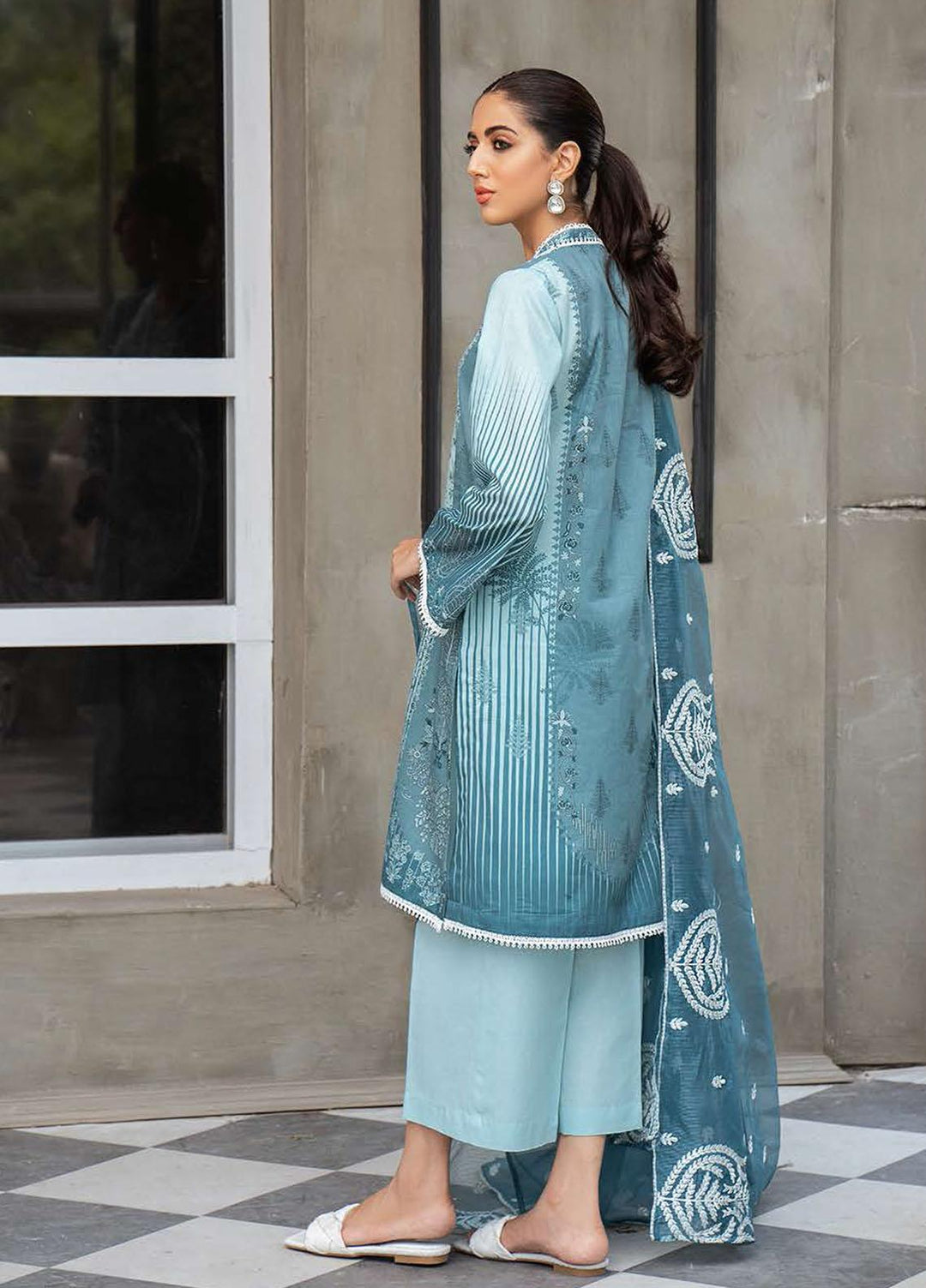 Cross Stitch Embroidered Lawn Suits Unstitched 3 Piece CS21SE D-08 MINT MIST - Summer Collection