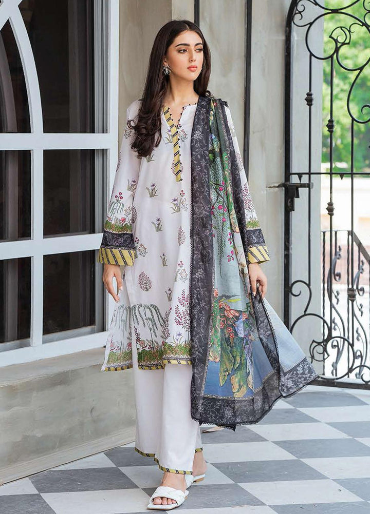 Cross Stitch Printed Lawn Suits Unstitched 3 Piece CS21SE D-12 SUMMER BLOSSOM - Summer Collection