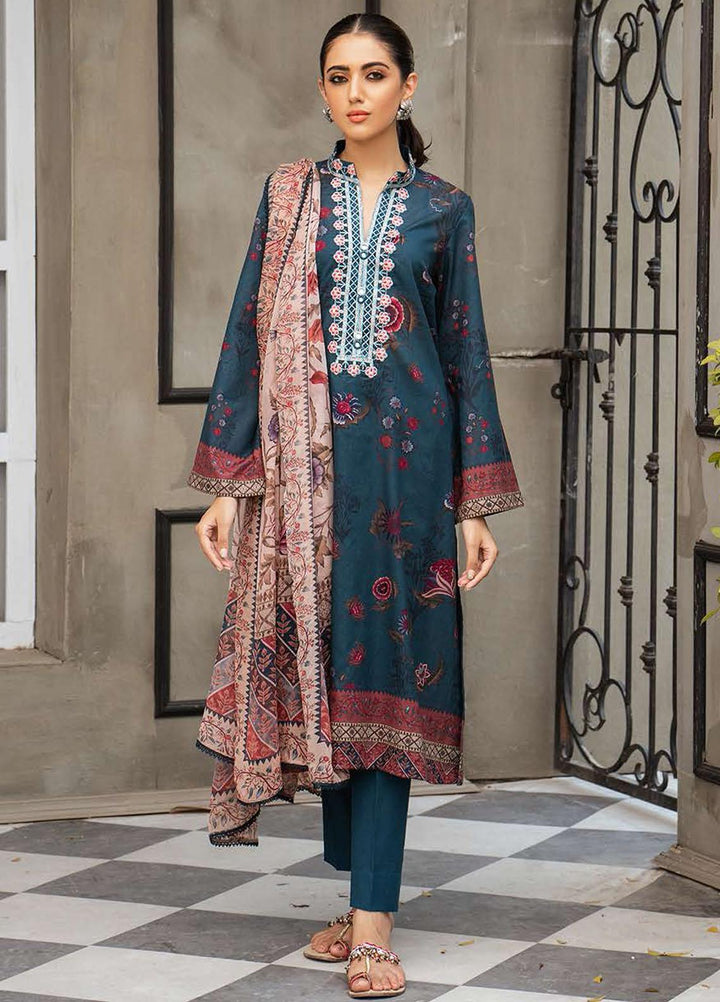 Cross Stitch Embroidered Lawn Suits Unstitched 3 Piece CS21SE D-13 VOGUISH AURA - Summer Collection