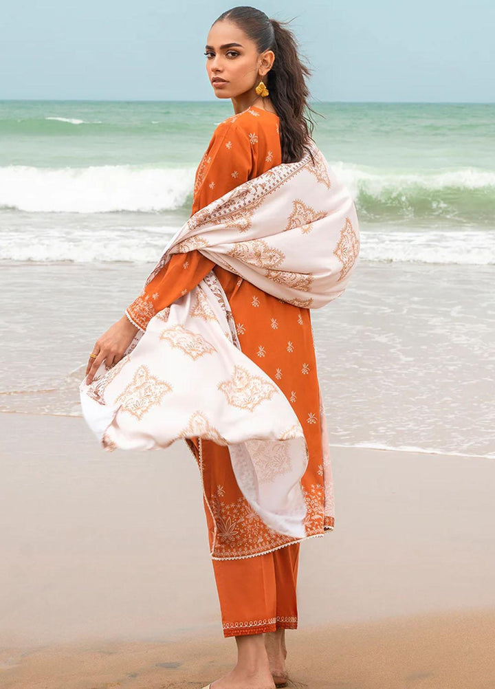 Cross Stitch Embroidered Cotton satin Suits Unstitched 3 Piece CS23CS D-17 Rust Aura - Premium Collection