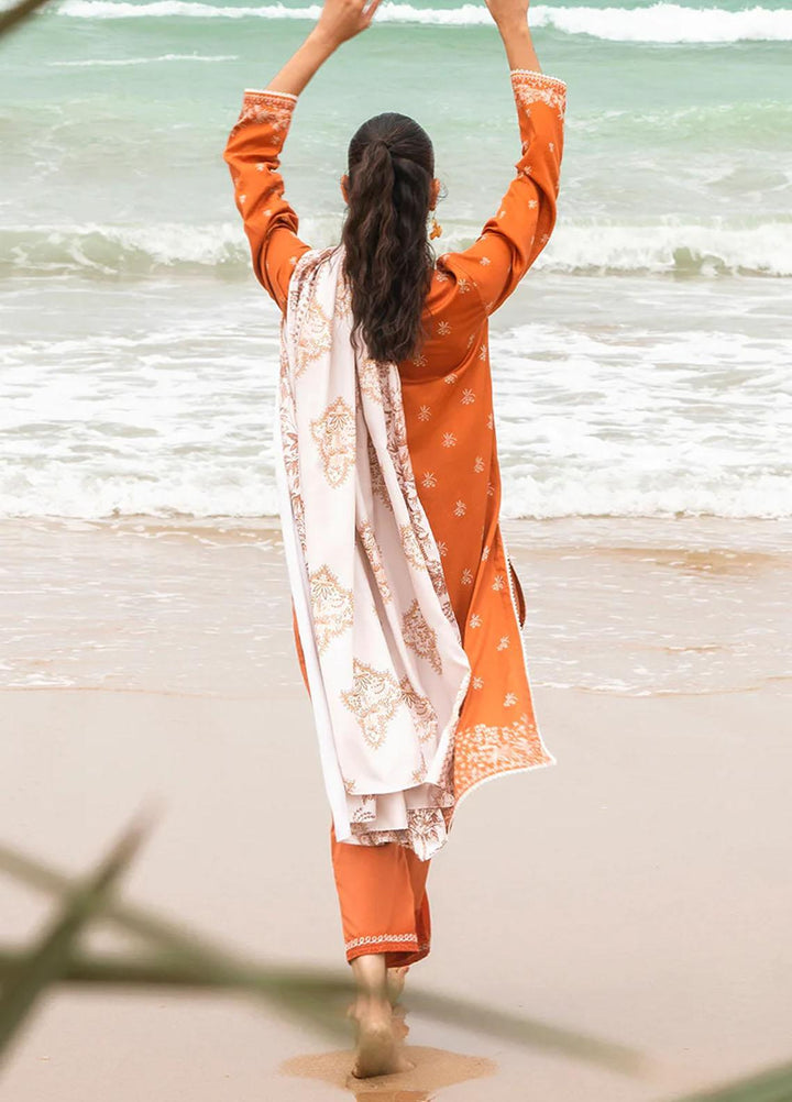 Cross Stitch Embroidered Cotton satin Suits Unstitched 3 Piece CS23CS D-17 Rust Aura - Premium Collection