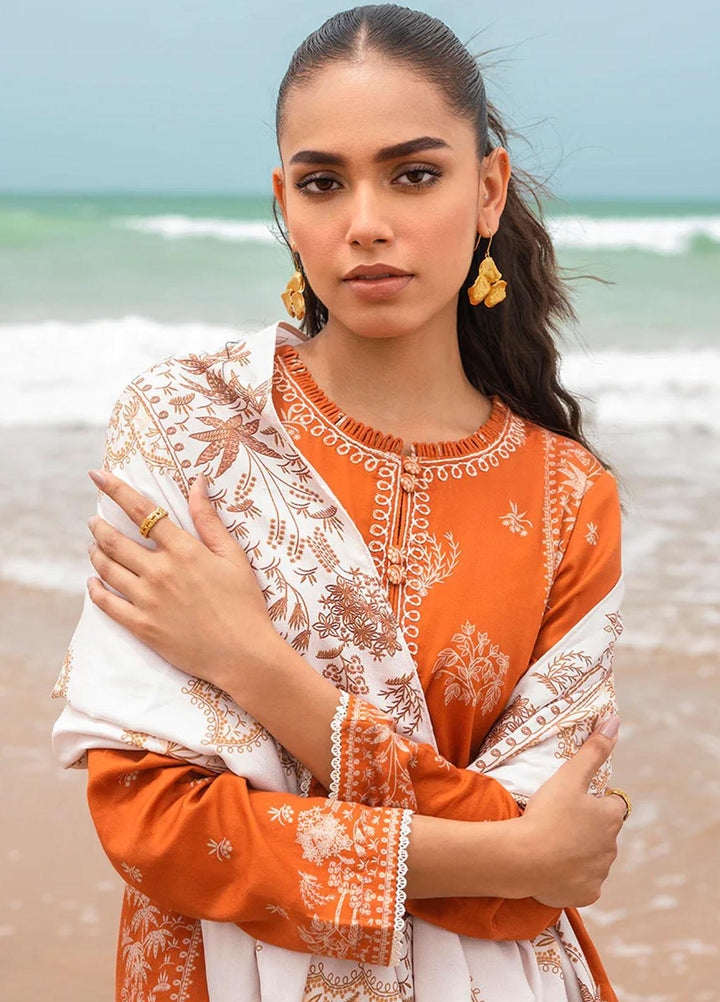 Cross Stitch Embroidered Cotton satin Suits Unstitched 3 Piece CS23CS D-17 Rust Aura - Premium Collection