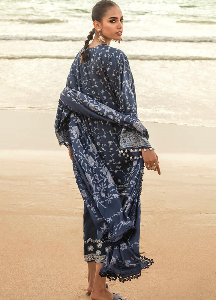 Cross Stitch Embroidered Cotton satin Suits Unstitched 3 Piece CS23CS D-19 Sapphire Muze - Premium Collection