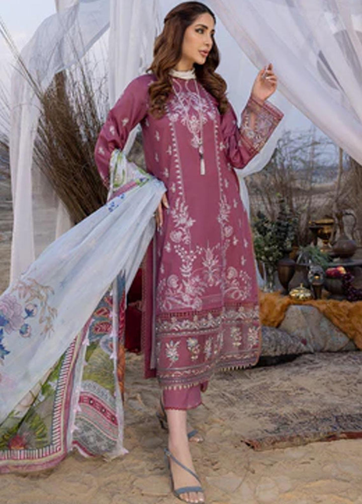 Dareen By Izel Embroidered Lawn Suits Unstitched 3 Piece IZL23D Khuwaish - Luxury Collection