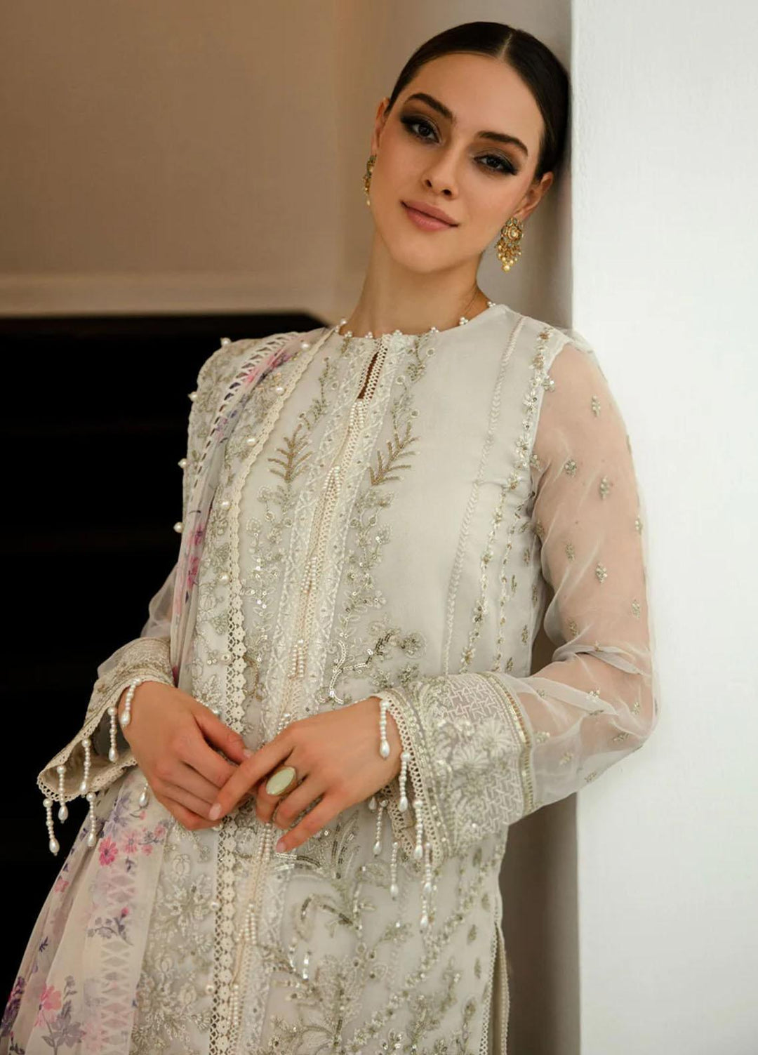 Dastaan By Meeral Embroidered Organza Suits Unstitched 3 Piece MRL24D Huns-e-Nazar - Formal Collection