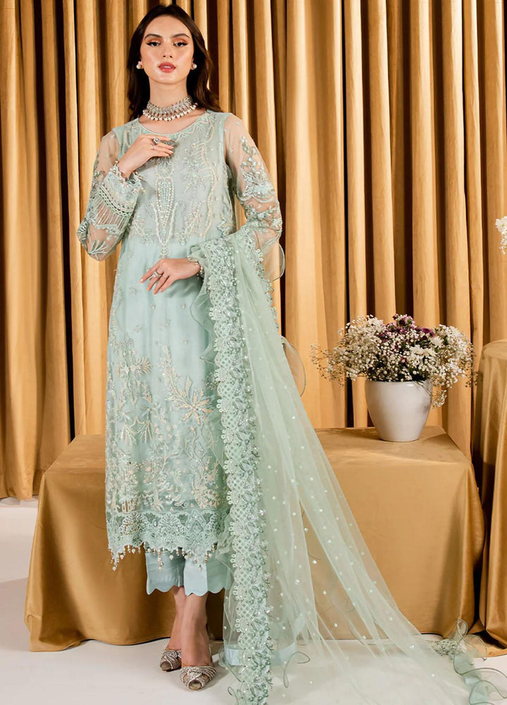 Dastaan By Neeshay Embroidered Net Suits Unstitched 3 Piece NSH23D Sabz mehfil - Festive Collection
