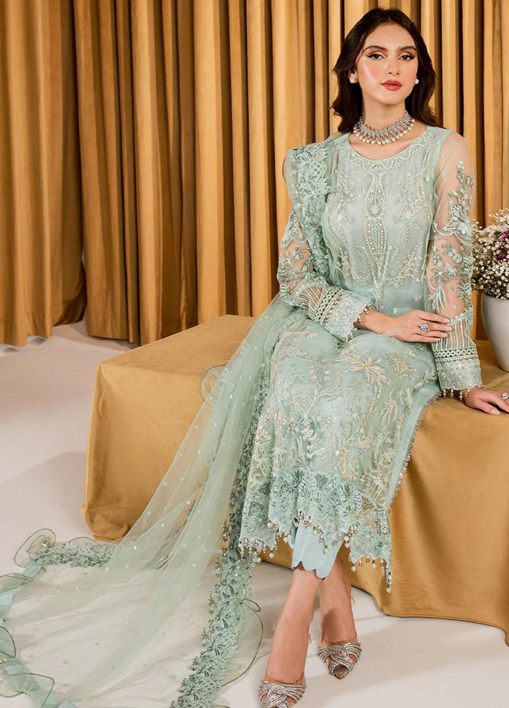 Dastaan By Neeshay Embroidered Net Suits Unstitched 3 Piece NSH23D Sabz mehfil - Festive Collection