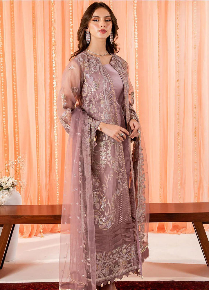 Dastaan By Neeshay Embroidered Organza Suits Unstitched 3 Piece NSH23D Gulrang - Festive Collection