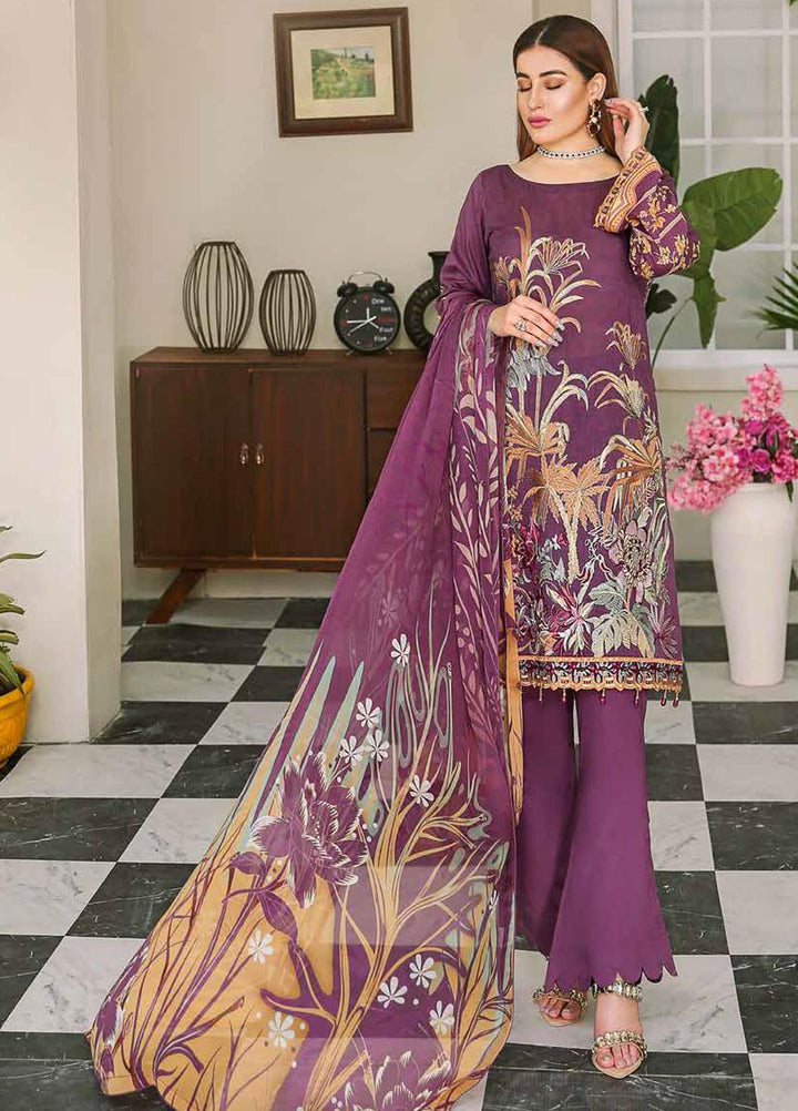Dastoor by Ramsha Embroidered Lawn Suits Unstitched 3 Piece R21DT G-01 RICH HUES - Summer Collection