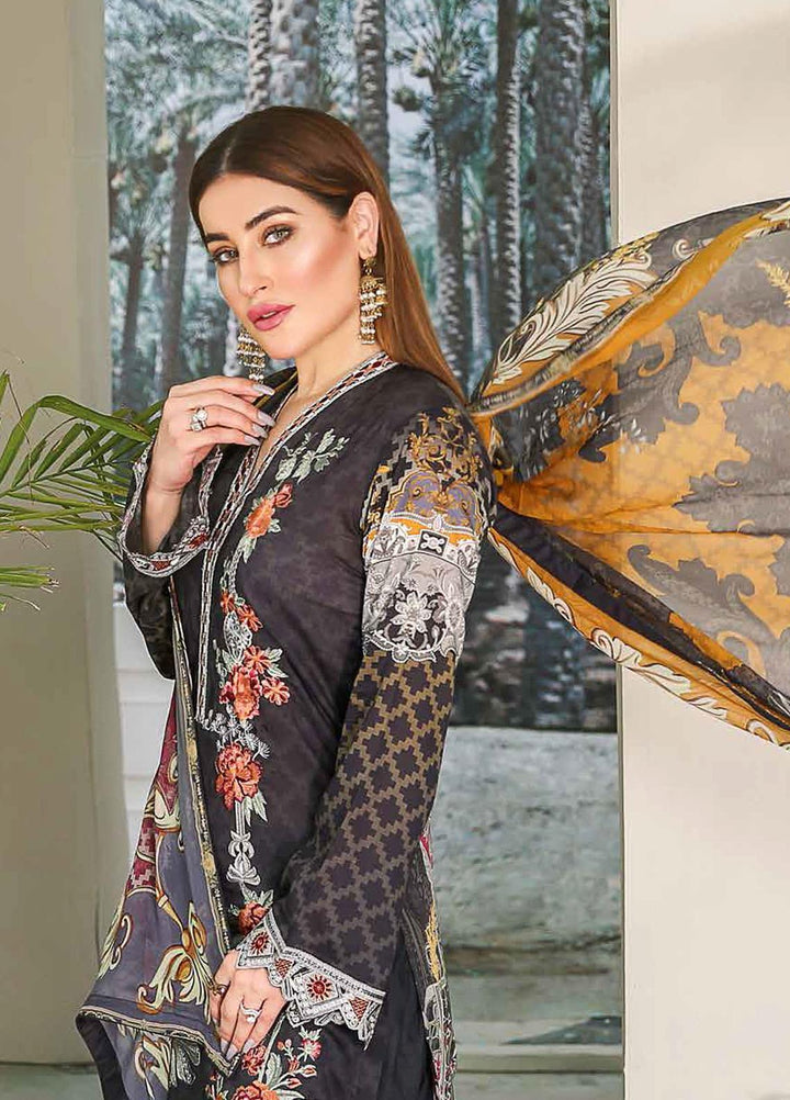 Dastoor by Ramsha Embroidered Lawn Suits Unstitched 3 Piece R21DT G-04 DARK MAGIC - Summer Collection