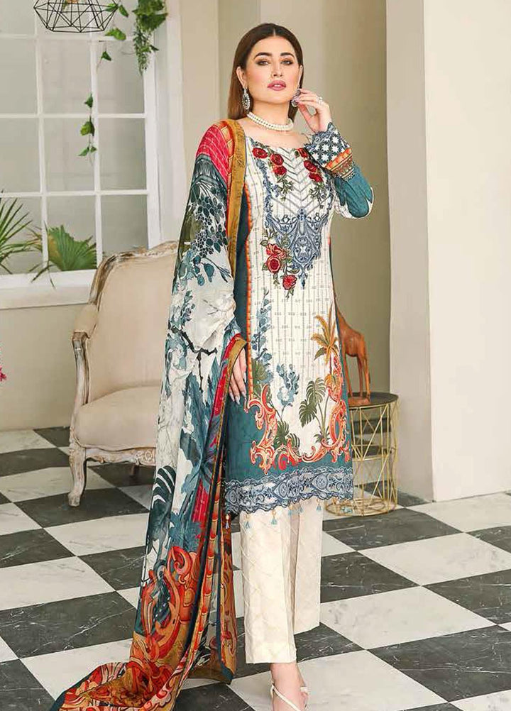 Dastoor by Ramsha Embroidered Lawn Suits Unstitched 3 Piece R21DT G-05 STYLE FANTASIES - Summer Collection