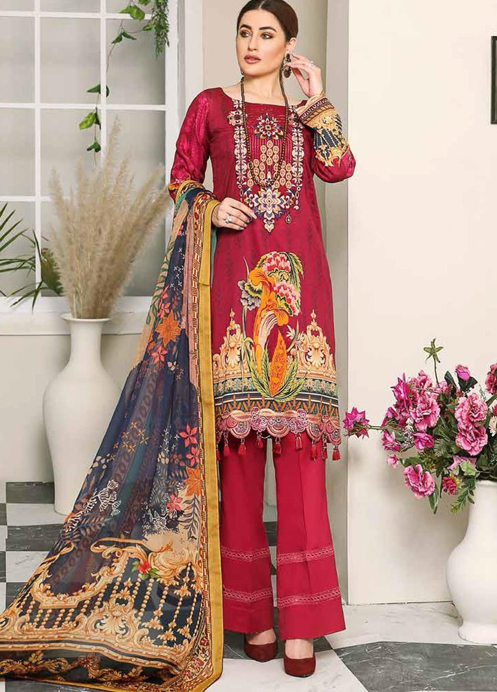 Dastoor by Ramsha Embroidered Lawn Suits Unstitched 3 Piece R21DT G-08 ROSE BLUSH - Summer Collection