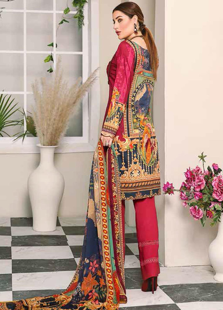 Dastoor by Ramsha Embroidered Lawn Suits Unstitched 3 Piece R21DT G-08 ROSE BLUSH - Summer Collection