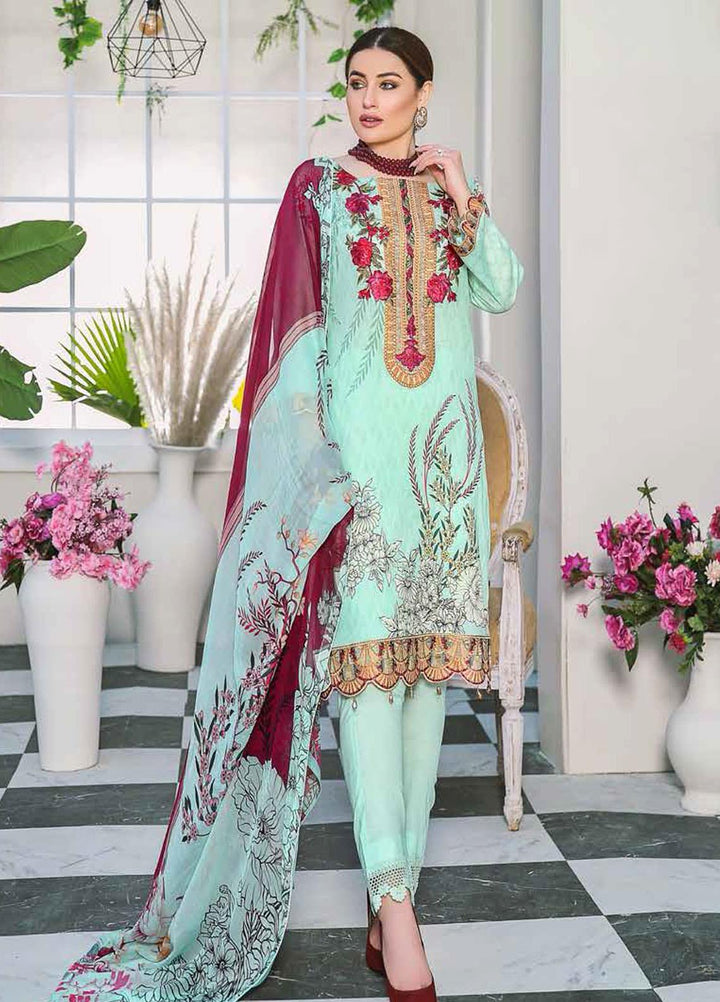 Dastoor by Ramsha Embroidered Lawn Suits Unstitched 3 Piece R21DT G-09 METICULOUS DETAILS - Summer Collection