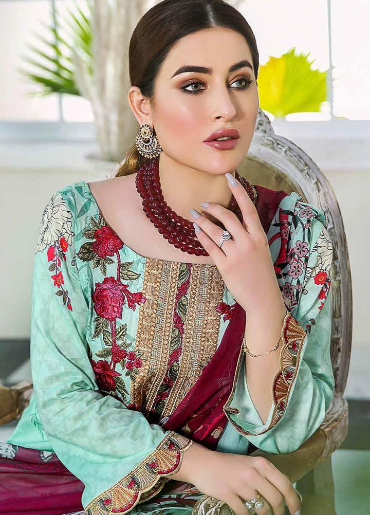 Dastoor by Ramsha Embroidered Lawn Suits Unstitched 3 Piece R21DT G-09 METICULOUS DETAILS - Summer Collection