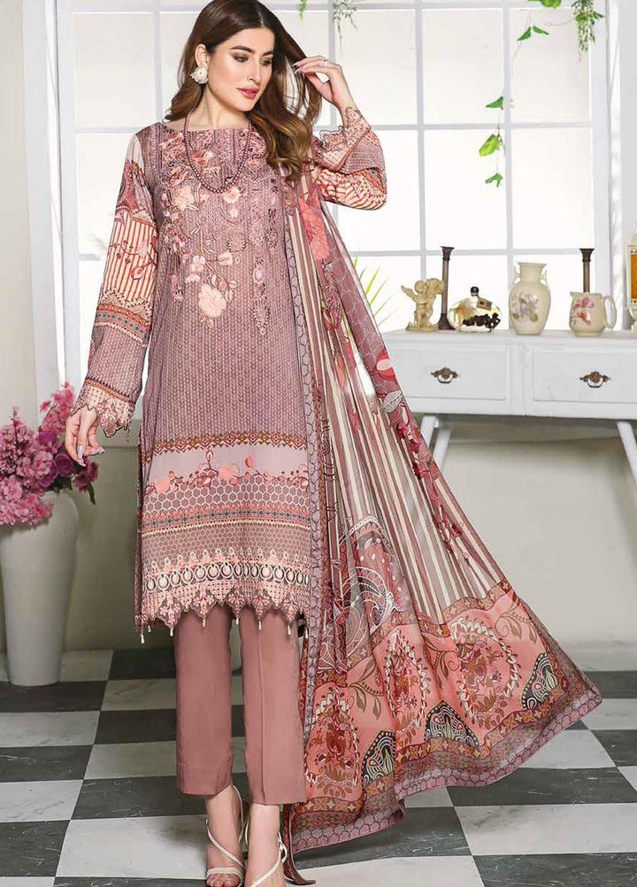 Dastoor by Ramsha Embroidered Lawn Suits Unstitched 3 Piece R21DT G-10 PERFECT TRENDS - Summer Collection
