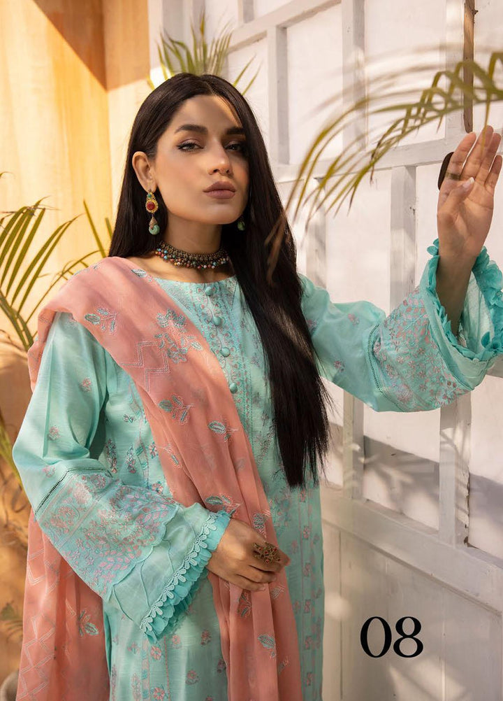 De Lace By Aalaya Embroidered Lawn Suits Unstitched 3 Piece ALY23DL D-08 - Summer Collection