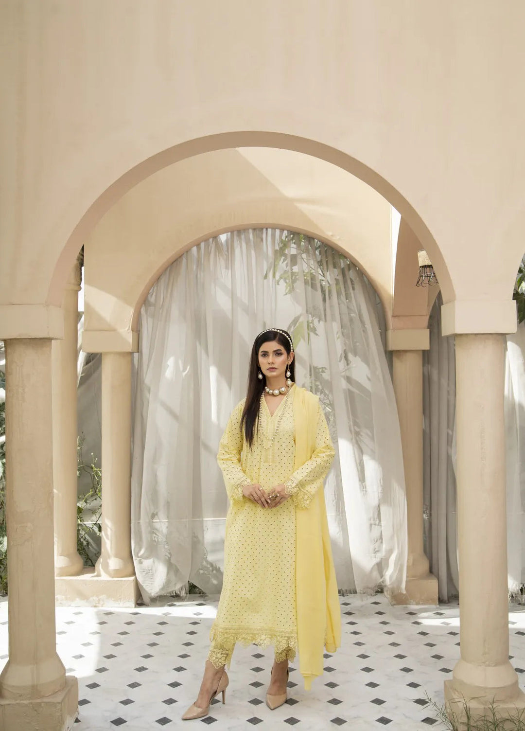Demure by Pashmire Pret Embroidered Lawn 3 Piece Suit Canry