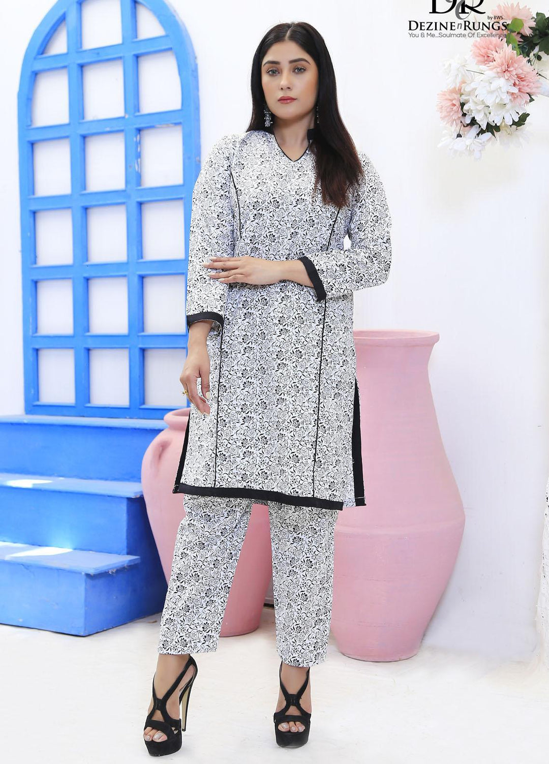 Dezine & Rungs Casual Pret Cotton 2 Piece Dress DNR23CP DNR-W01