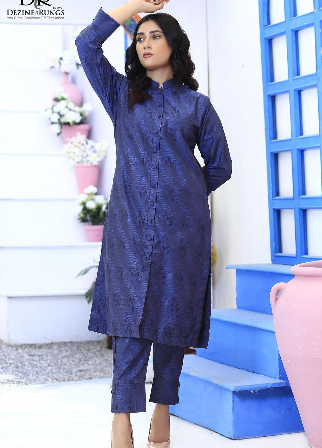 Dezine & Rungs Casual Pret Jacquard 2 Piece Dress DNR23CP DNR-W11