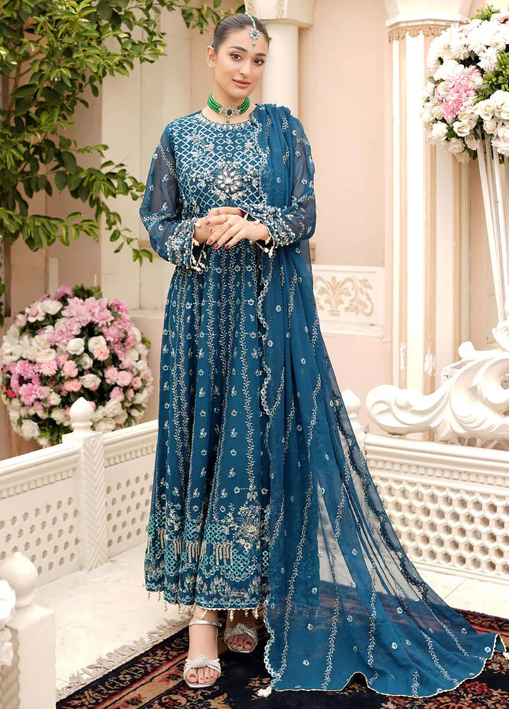 Dhanak By Ricamo Embroidered Chiffon Suit Unstitched 4 Piece RICDH Shahsa - Festive Collection
