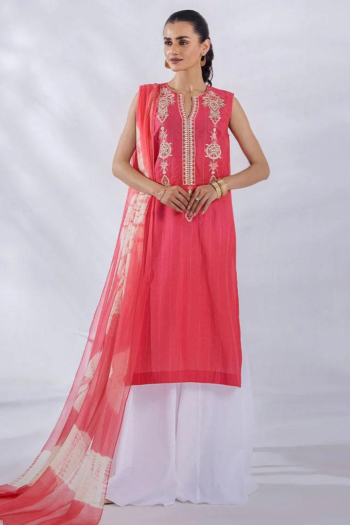 Malook By Shazia Ovais Pret Embroidered Lawn 3 Piece Suit MLK23D Aliana (Pink)