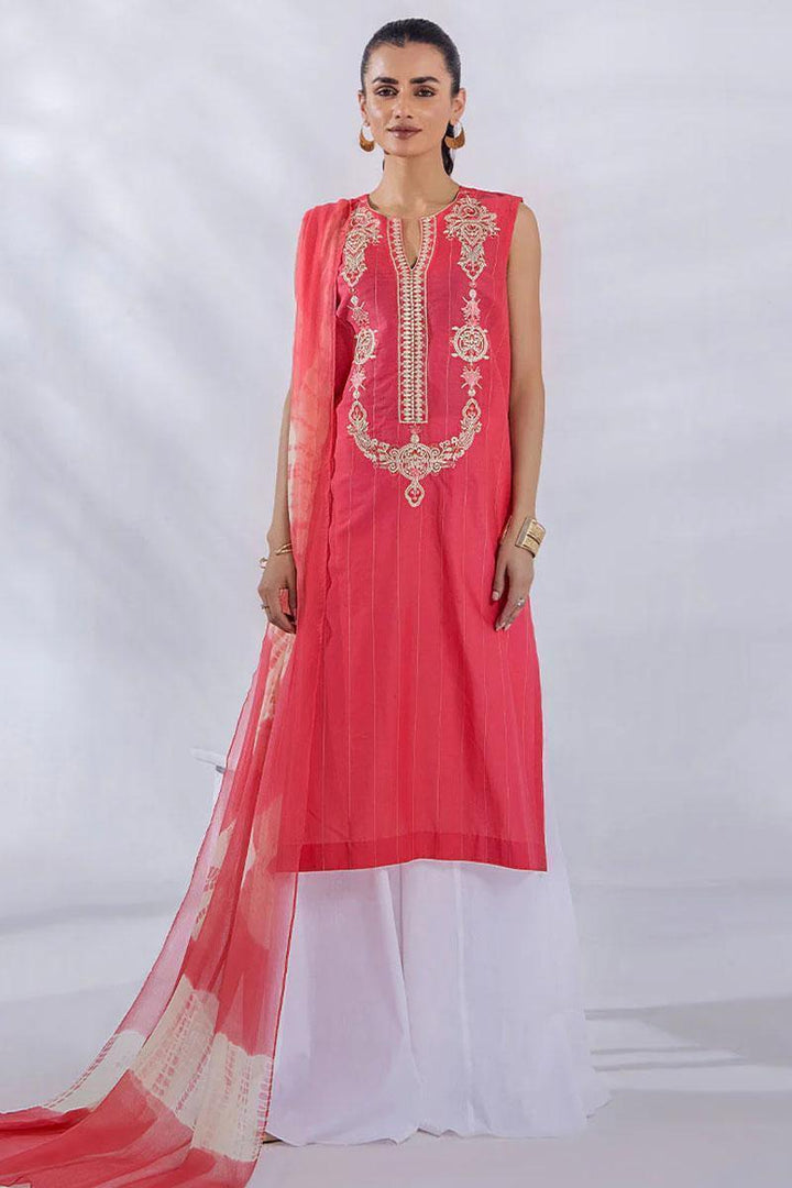 Malook By Shazia Ovais Pret Embroidered Lawn 3 Piece Suit MLK23D Aliana (Pink)