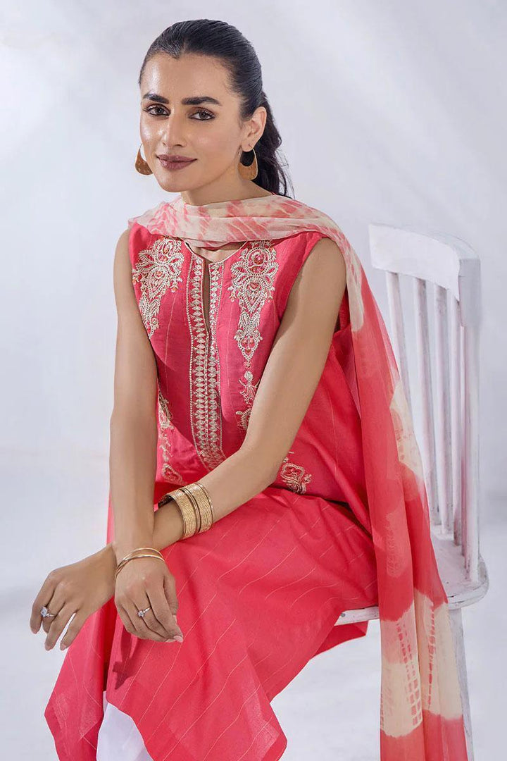 Malook By Shazia Ovais Pret Embroidered Lawn 3 Piece Suit MLK23D Aliana (Pink)
